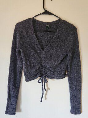 Wild Fable Ruched Cropped Sweater